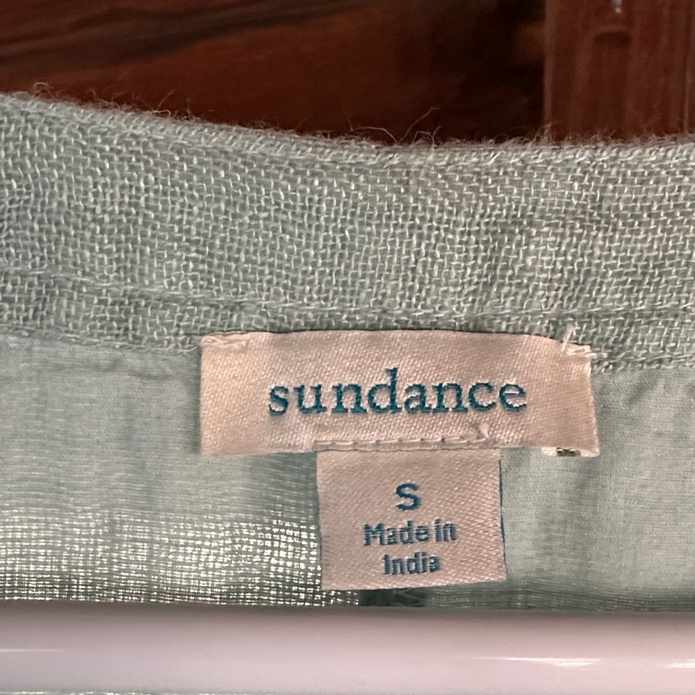 Sundance Linen Long Sleeve Dress Light Blue Dress S - Picture 3 of 12